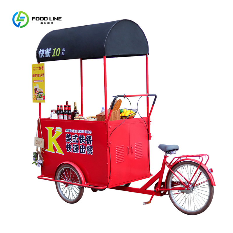 Street Food Snacks - Customized Commercial Three Wheeled Snack Cart