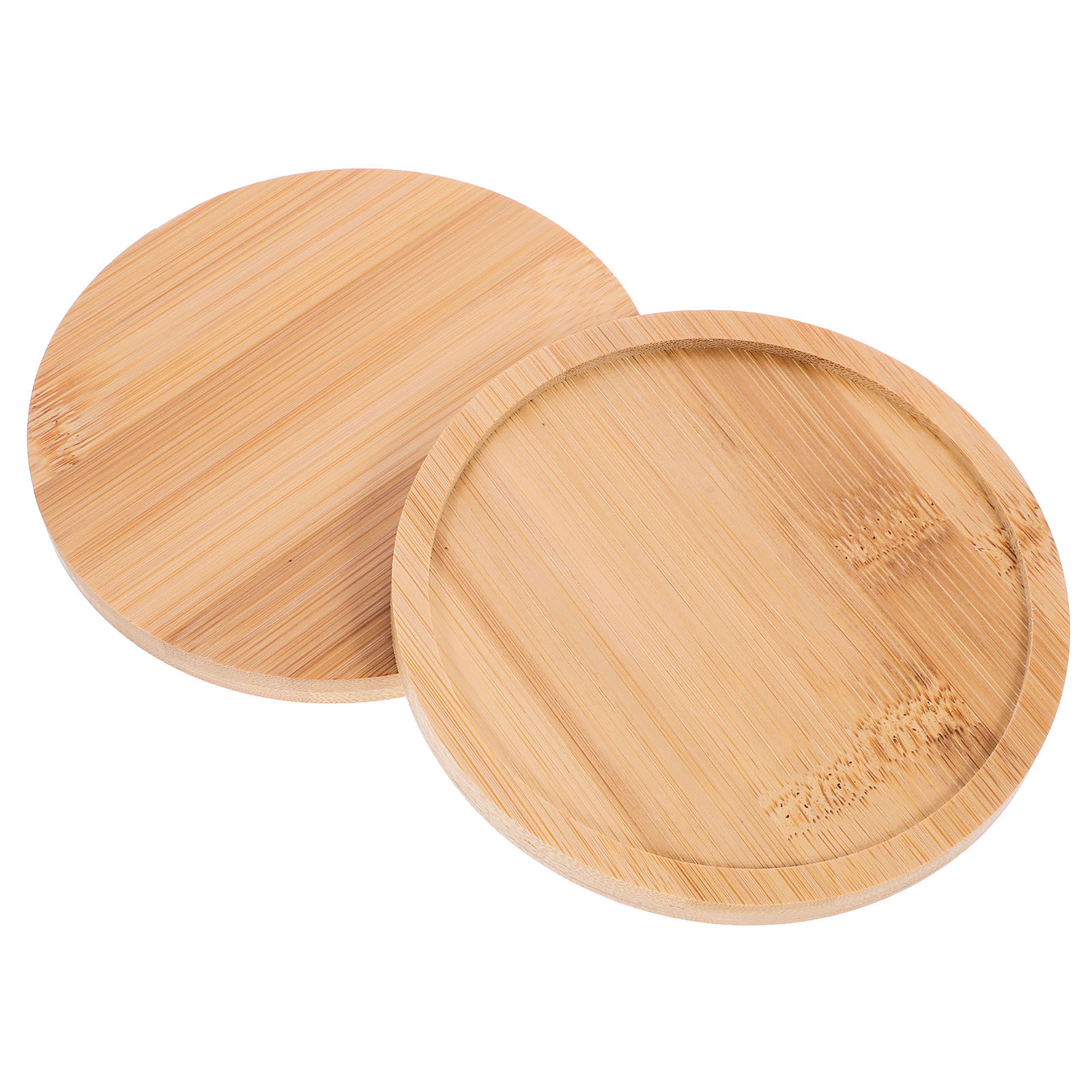 Food Drink Snacks - 2Pcs Wooden Serving Trays Round Wood