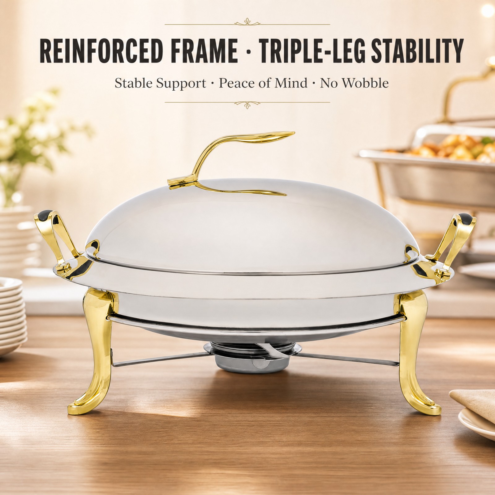 Round Chafing Dish Buffet Set  - Snacks Food Warmer ulasan dan harga