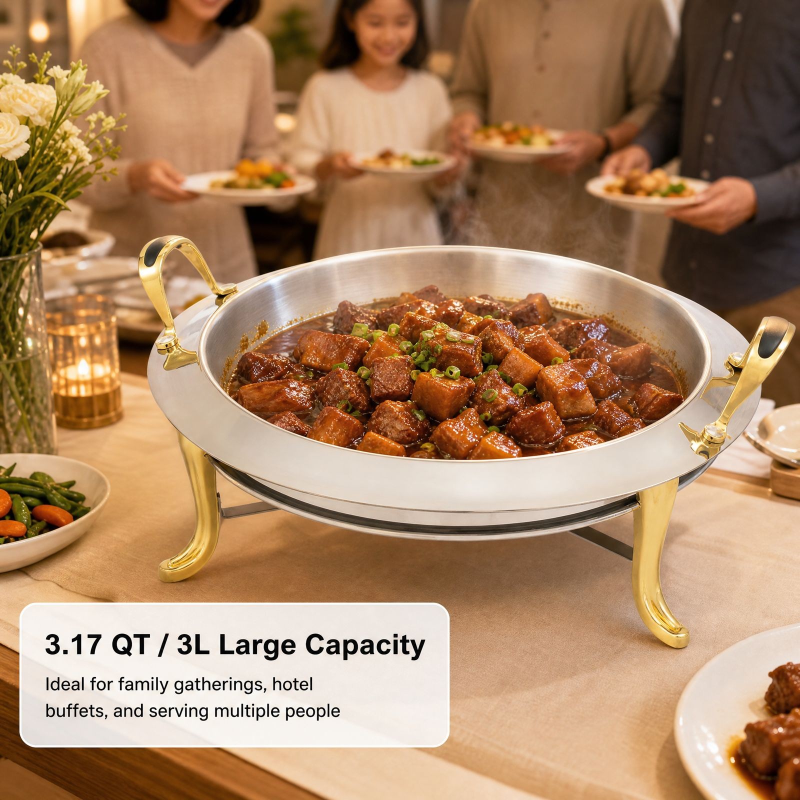 Round Chafing Dish Buffet Set  - Snacks Food Warmer ulasan dan harga