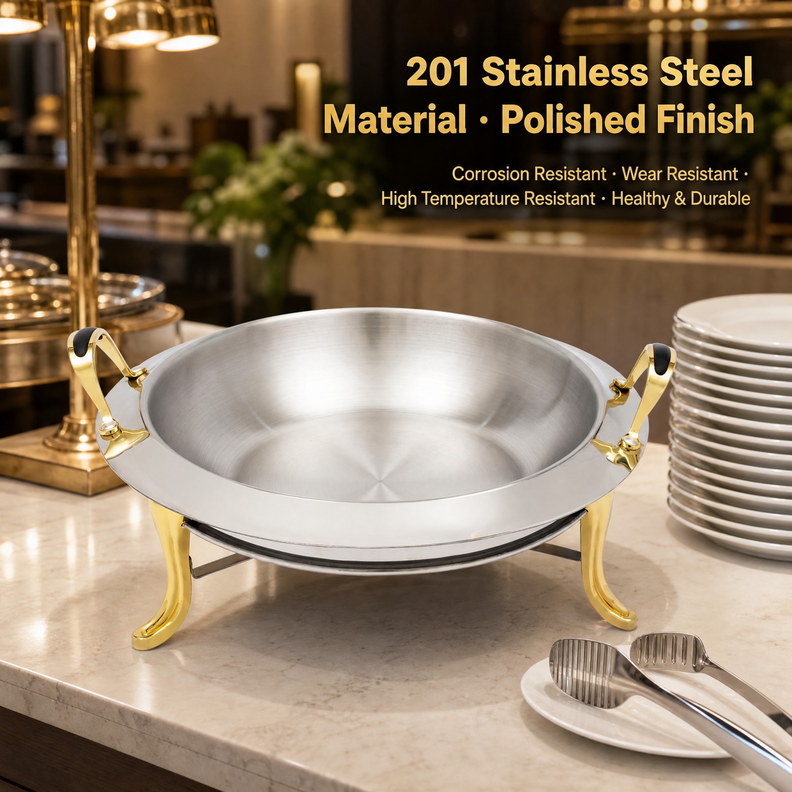 Round Chafing Dish Buffet Set  - Snacks Food Warmer ulasan dan harga