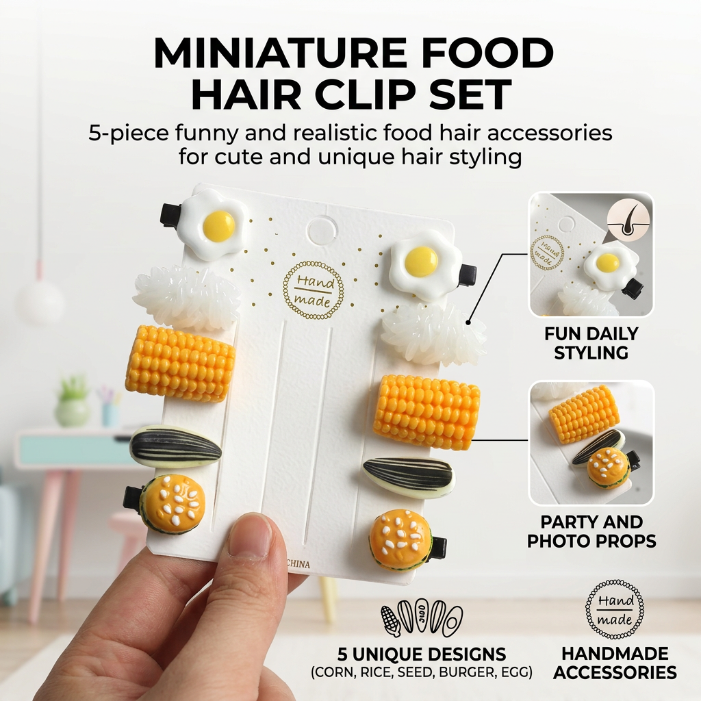 Mini Food Hair Clips Set Reali - Food Like Snacks ulasan dan harga