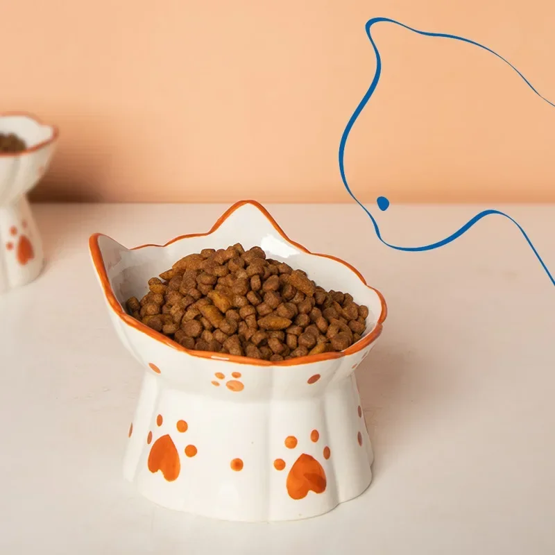 Cat Ceramic Food Bowl Elevated - Food Drink Snacks ulasan dan harga