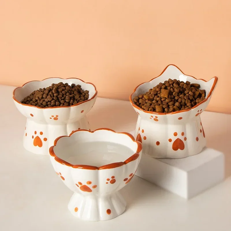 Cat Ceramic Food Bowl Elevated - Food Drink Snacks ulasan dan harga