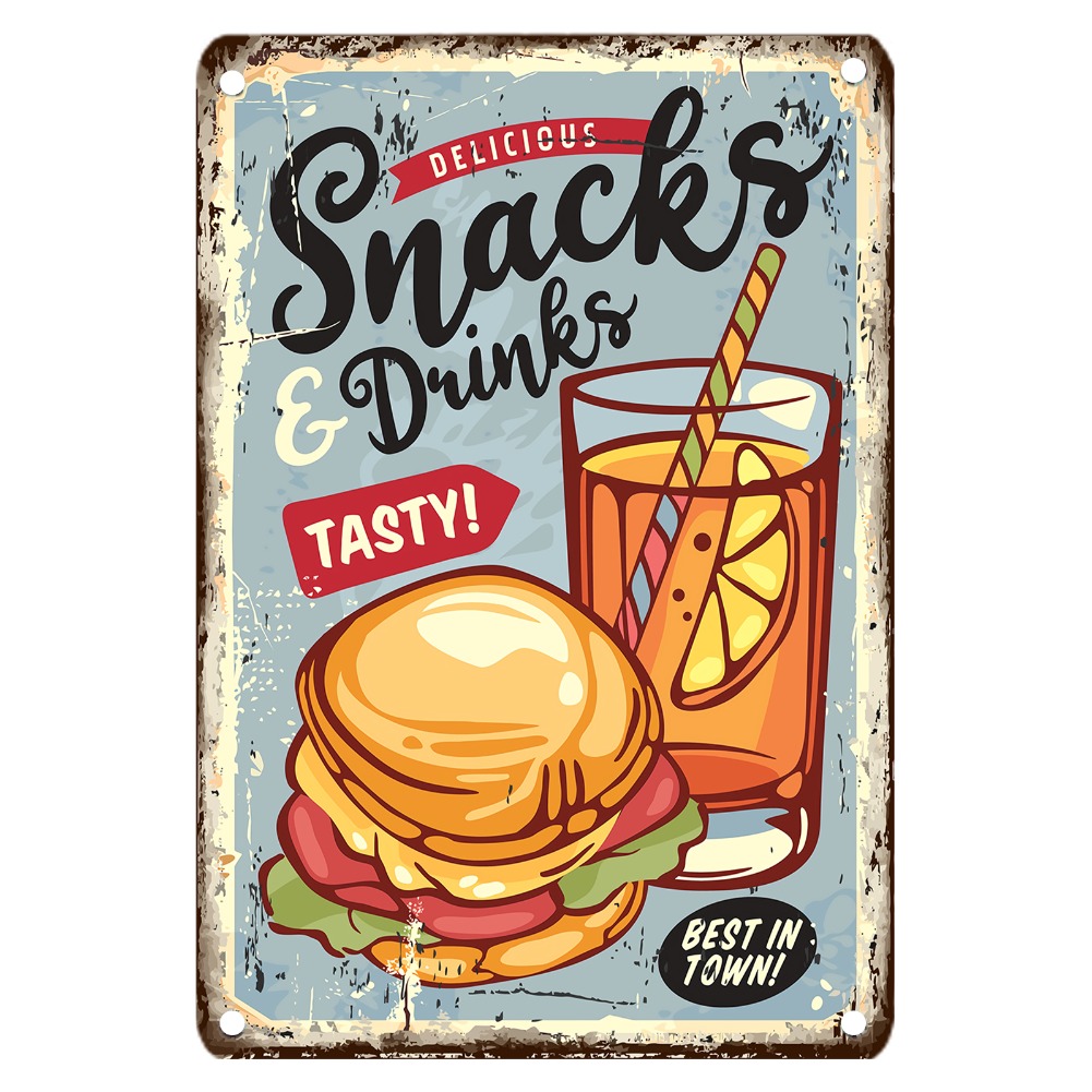 Vintage Food Metal Sign, 12x8  - Food Drink Snacks ulasan dan harga